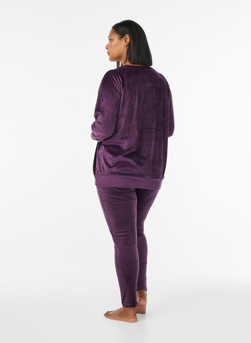 Fitted velour leggings, Purple, Model image number 1