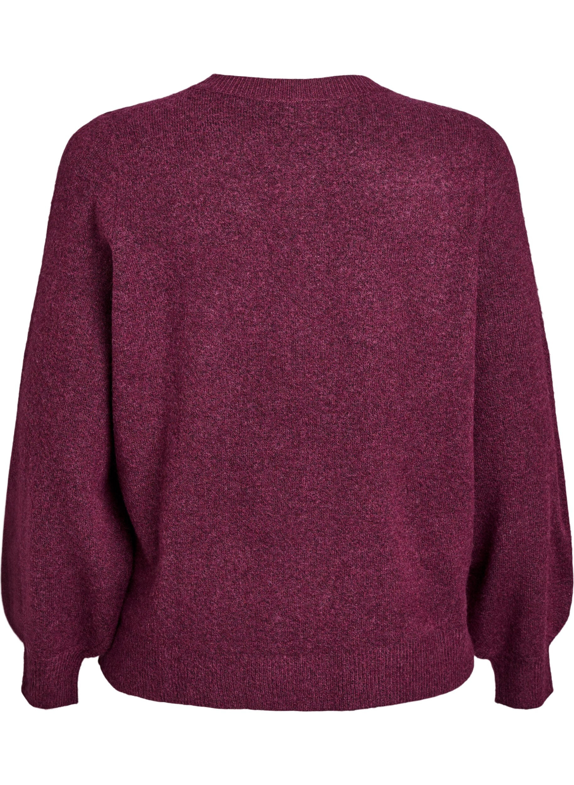 Zizzifashion Cardigan in soft knit with gold-coloured buttons, Dark Bordeaux, Packshot image number 1