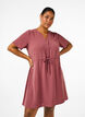 Short sleeve dress with tie waist, Rose Brown, Model image number 0