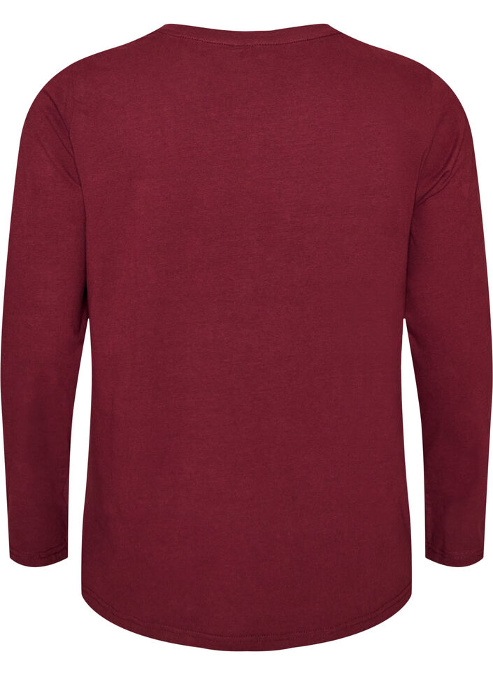 Basic jersey blouse with long sleeves, Red, Packshot image number 1