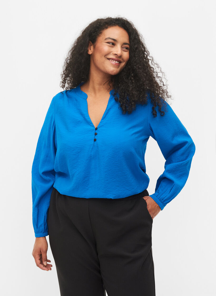 Long-sleeved top in viscose blend, Skydiver, Model image number 0