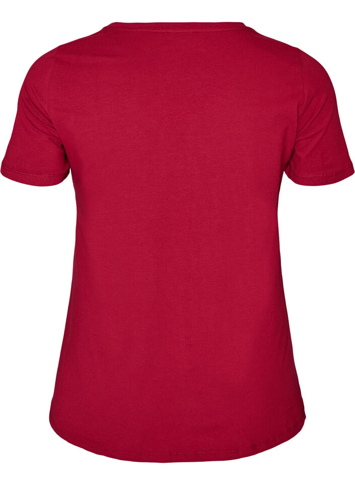 Basic plain cotton t-shirt, Red, Packshot image number 1