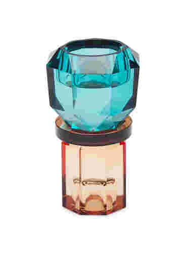 Crystal candle holder, Peach/Petrol Comb, Packshot image number 1