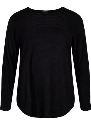 Knitted blouse with round neckline, Black, Packshot image number 0