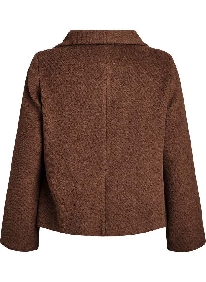 Short jacket with collar and fabric-covered buttons, Brown, Packshot image number 1
