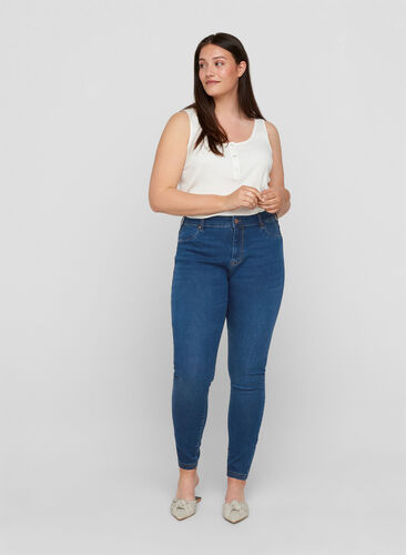 Jeggings made from a cotton mix, Blue denim, Model image number 0