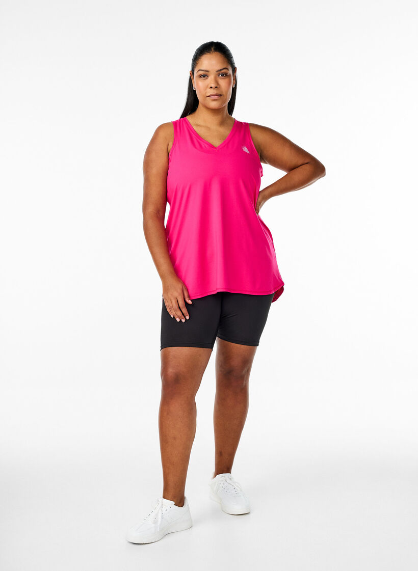 Workout top with v-neck, Pink, Model image number 1