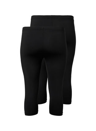 2-pack leggings with 3/4 length, Black, Packshot image number 1