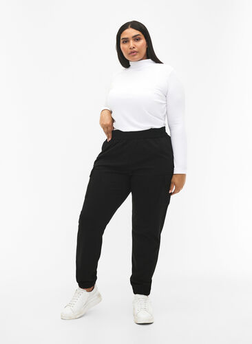 Cargo trousers with elastic waist, Black, Model image number 0
