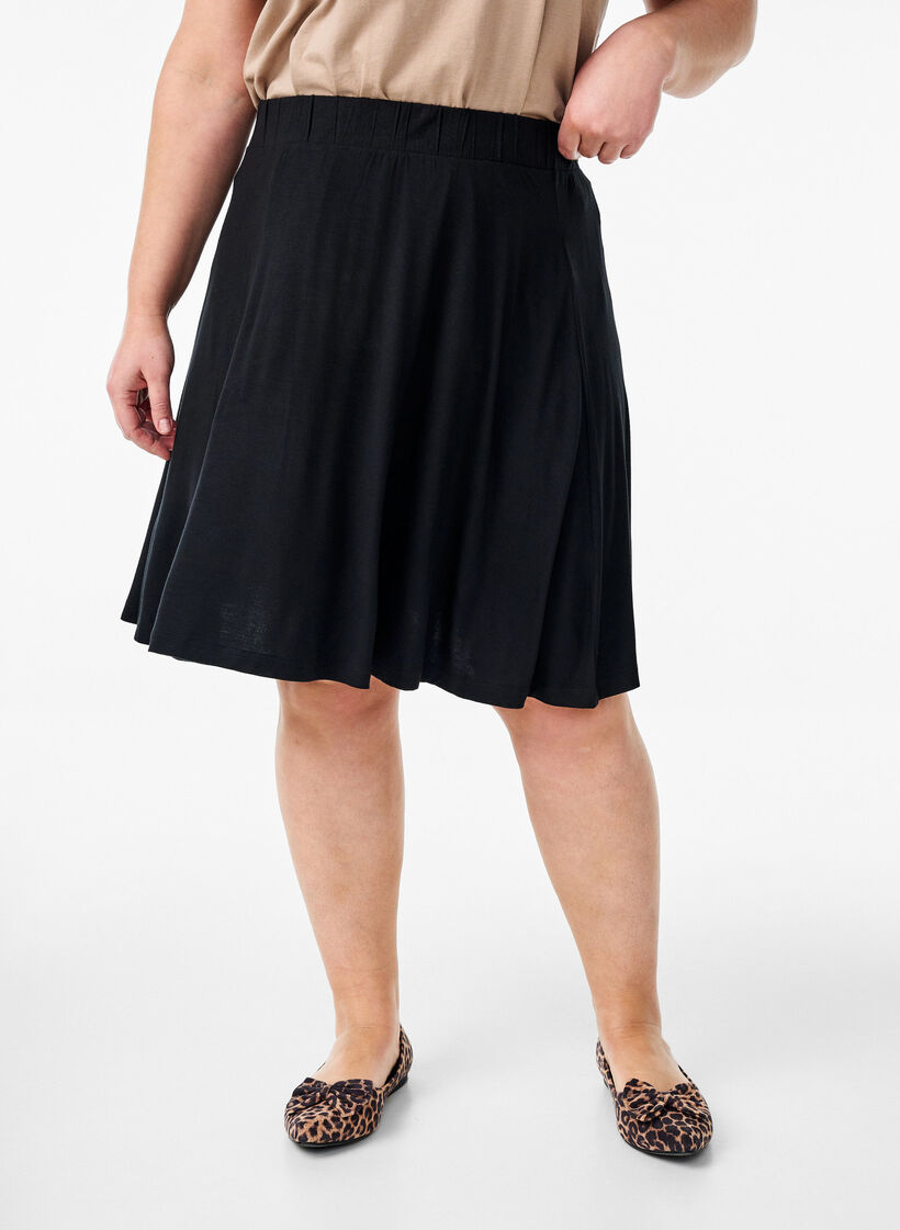 Loose viscose skirt, Black, Model image number 2