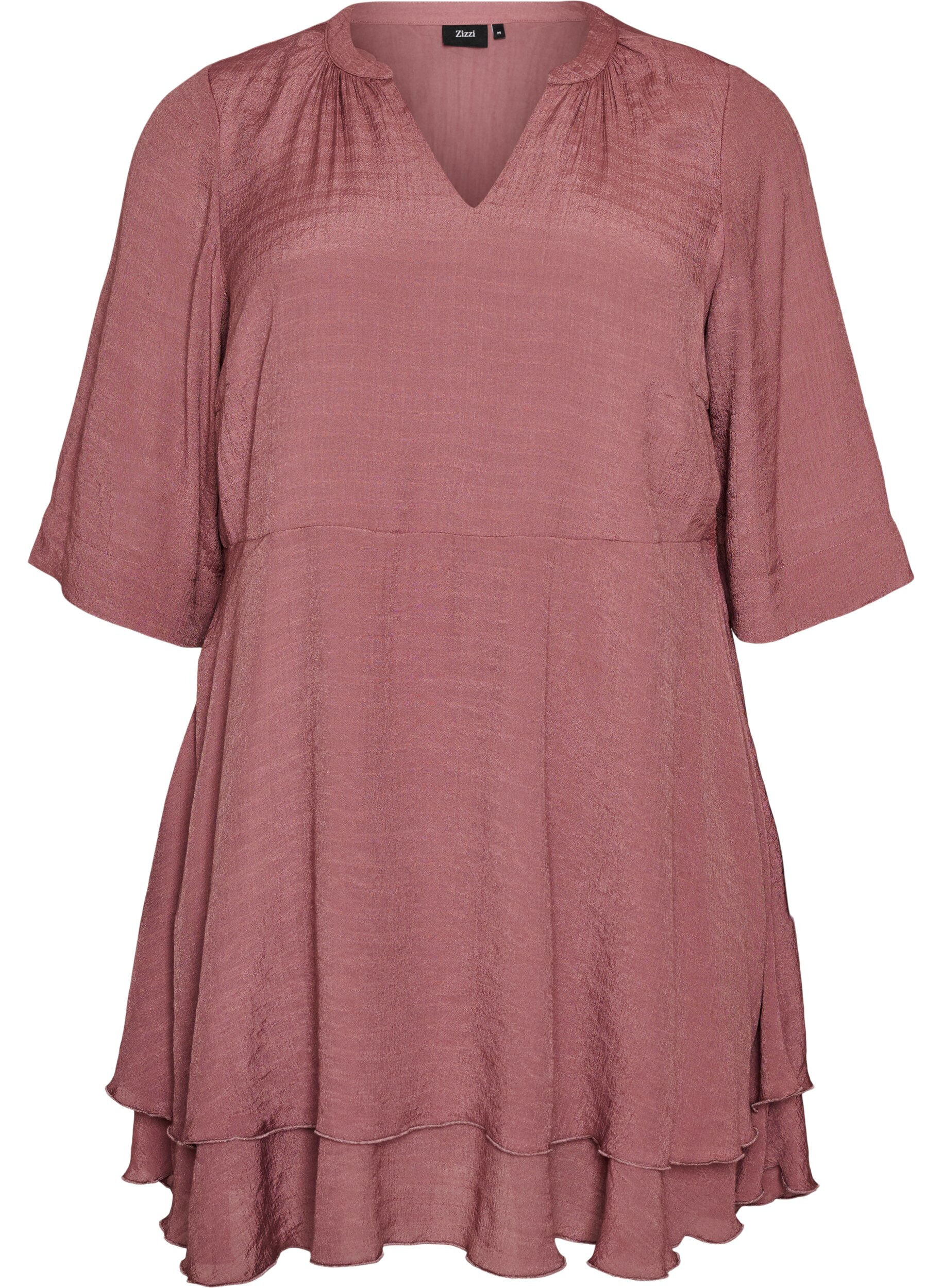 ZizzifashionA-line dress with layered ruffles, Rose, Packshot image number 0