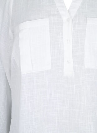 Cotton tunic with 3/4 sleeves, Bright White, Packshot image number 2