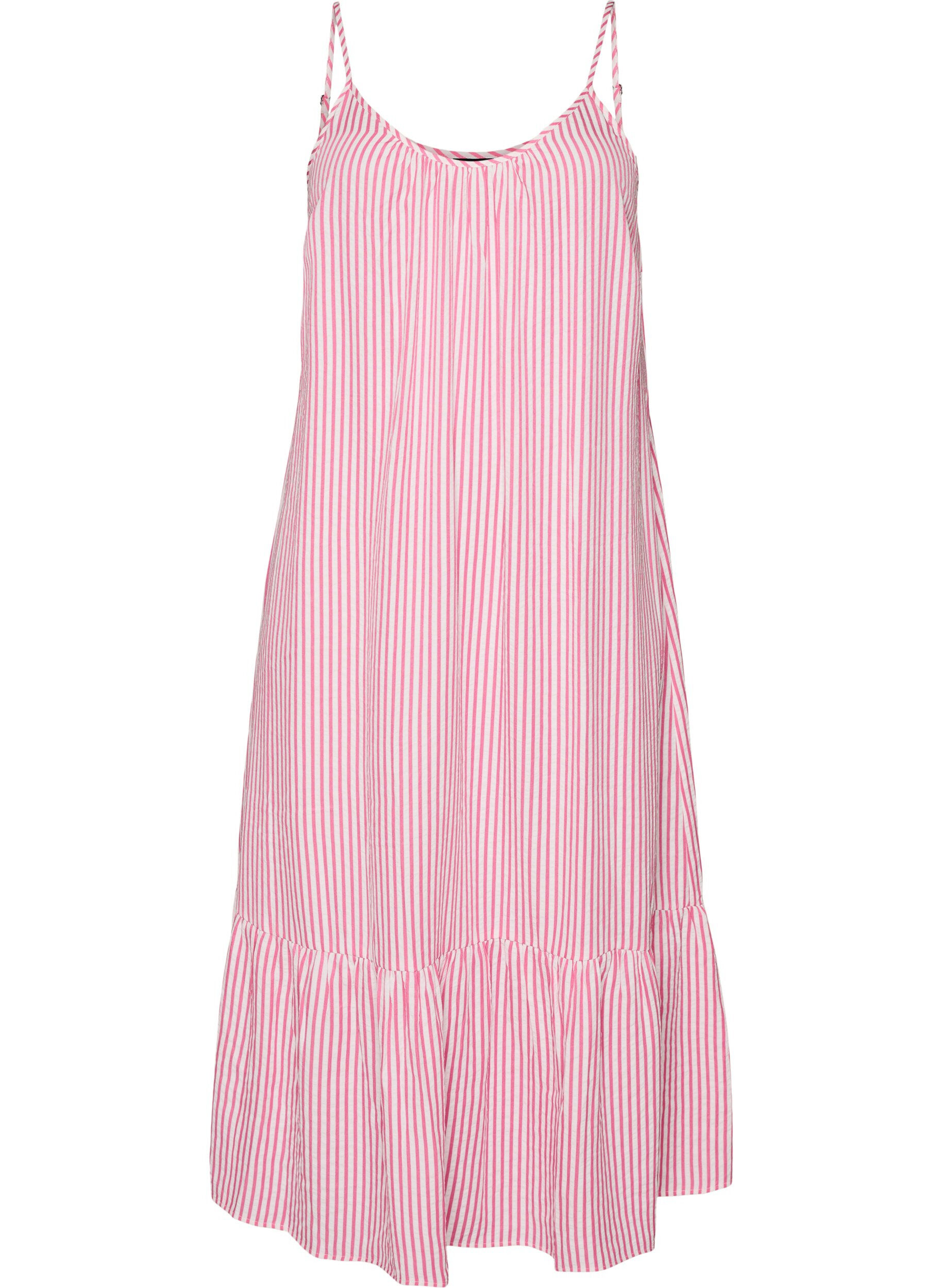 ZizzifashionSummer dress with stripes and A-line shape, Pink, Packshot image number 0