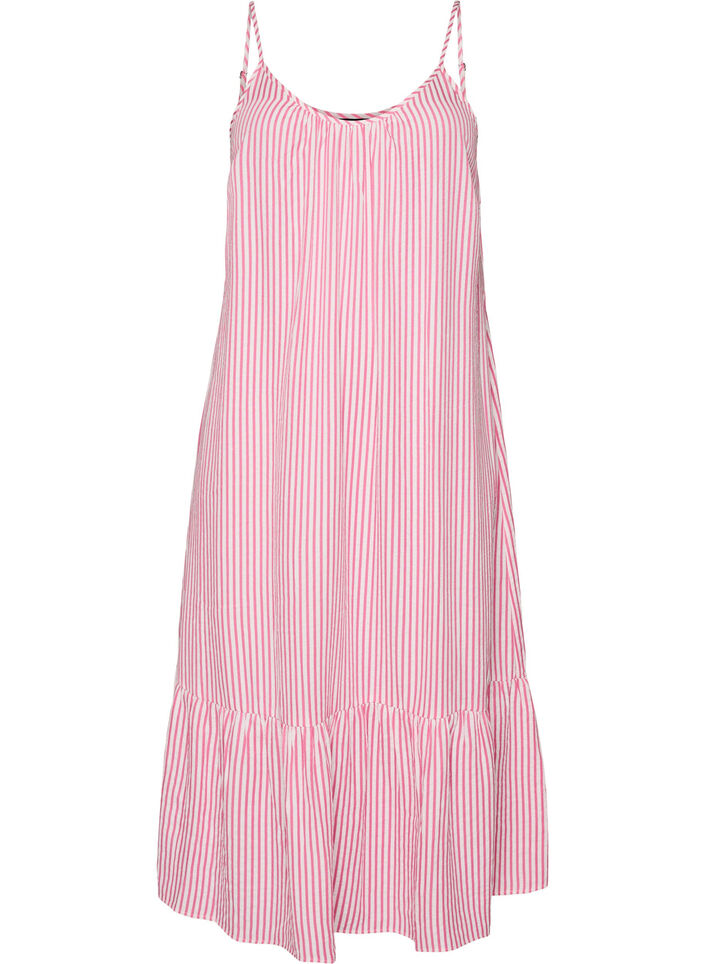 Summer dress with stripes and A-line shape, Pink, Packshot image number 0
