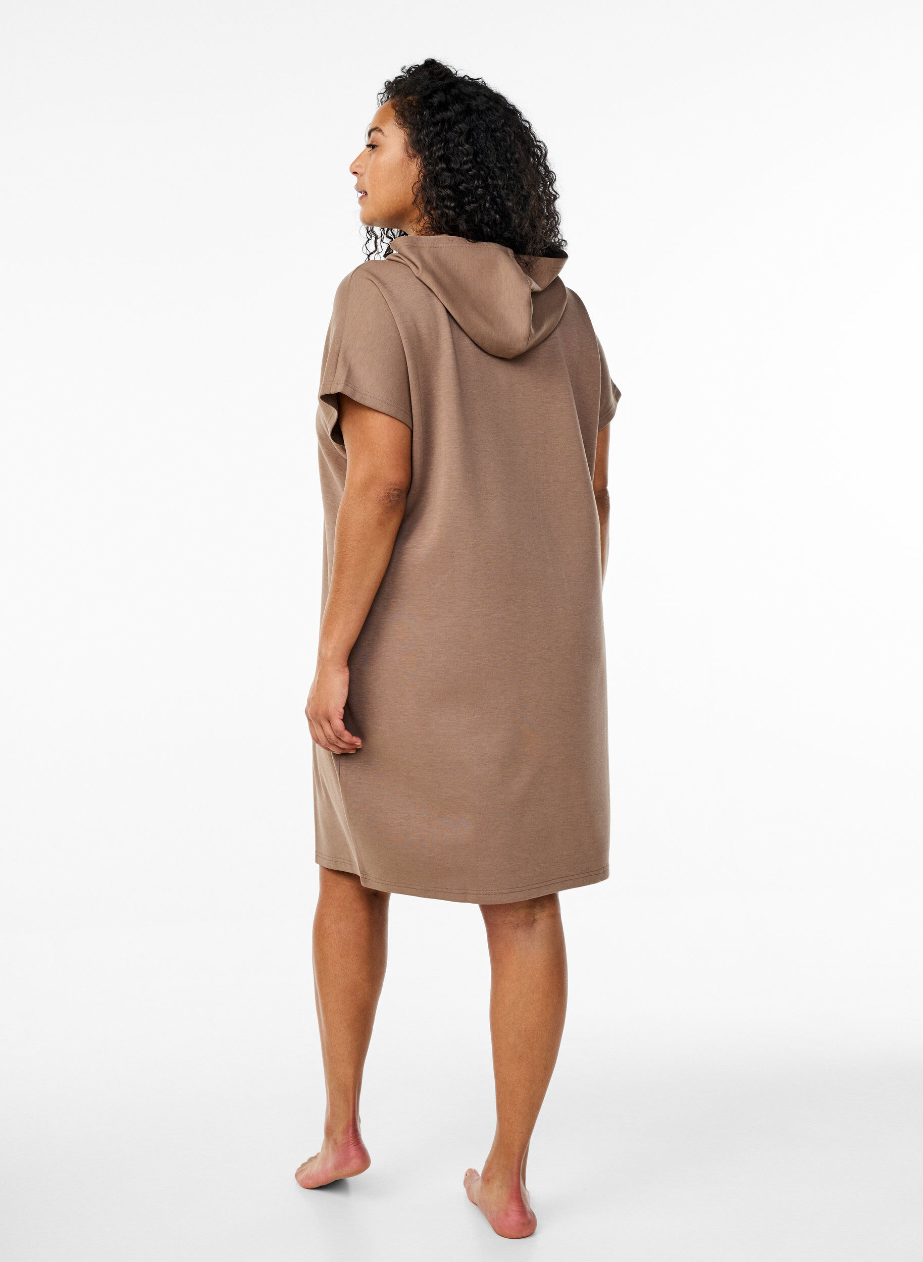Zizzifashion Short sleeve sweat dress in modal mix, Brown, Model image number 2