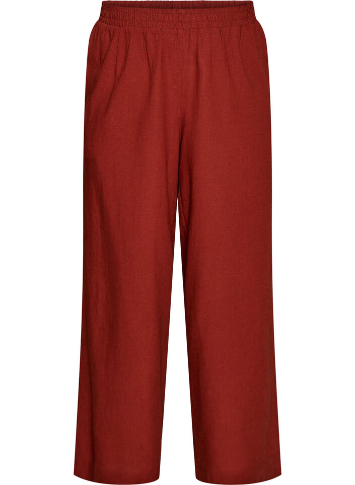 Wide-leg linen and viscose trousers, Red, Packshot