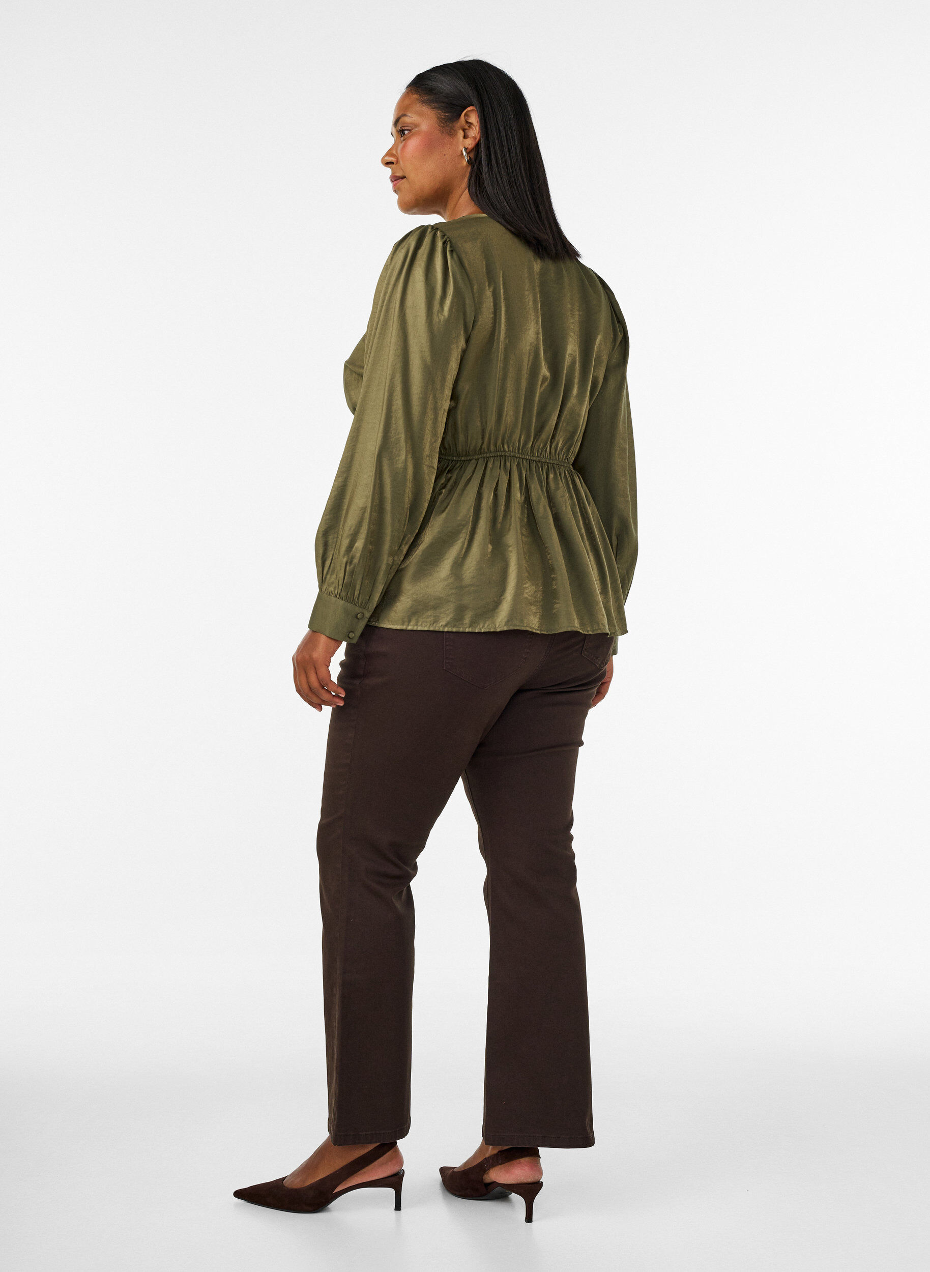 ZizzifashionEllen bootcut jeans in coloured denim, Brown, Model image number 1