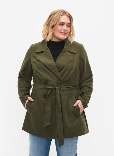 Trench coat with belt and pockets, Grape Leaf, Model image number 0