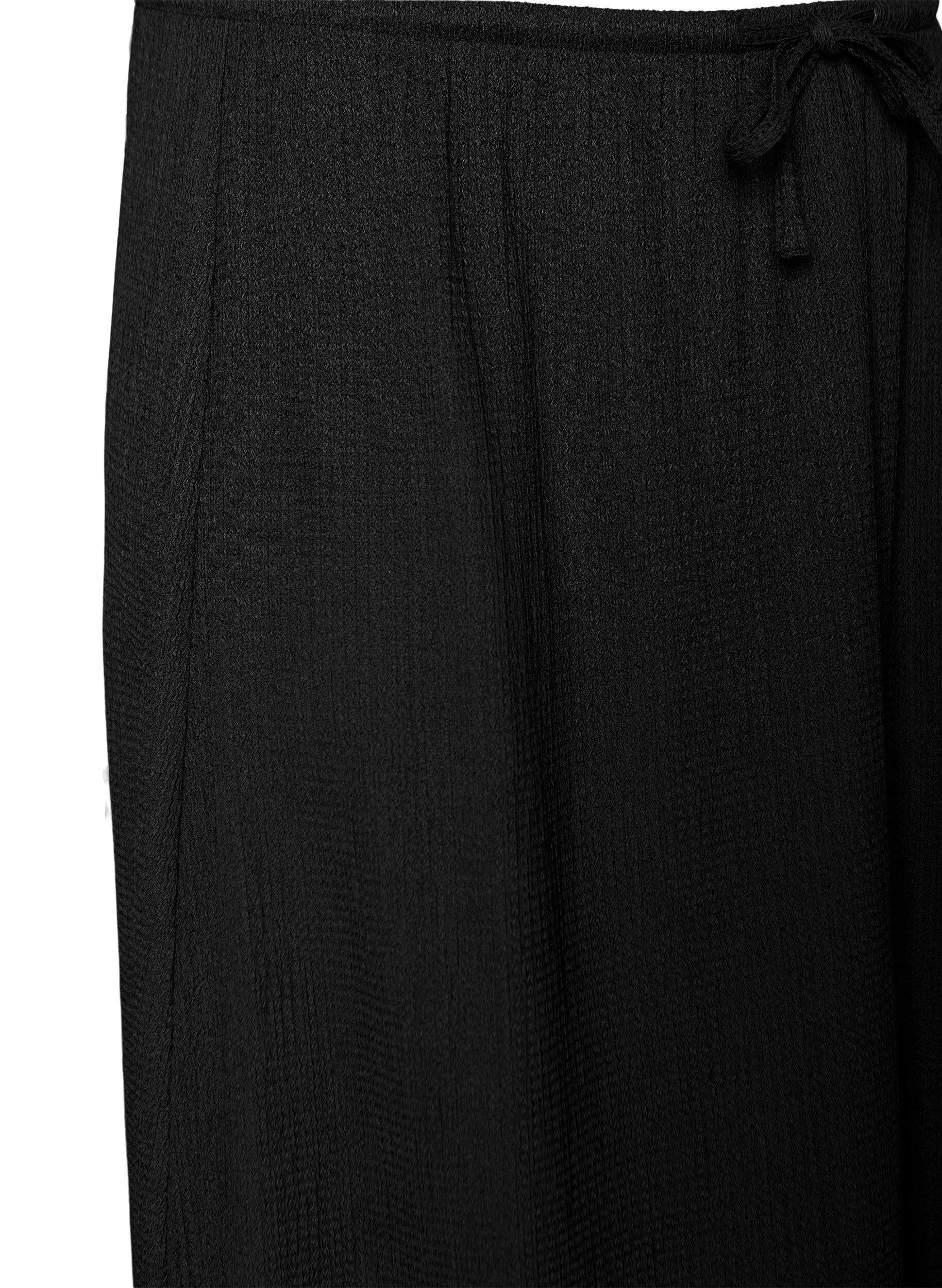 ZizzifashionLong skirt with tie belt and ruffle hem, Black, Packshot image number 2