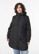 Mid-length quilted jacket with a hood, Black, Model image number 0