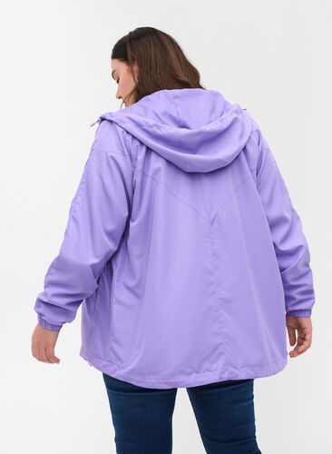 Short jacket with hood and adjustable bottom hem, Paisley Purple, Model image number 1