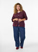 Knitted cardigan with openwork pattern, Dark Bordeaux, Model image number 1