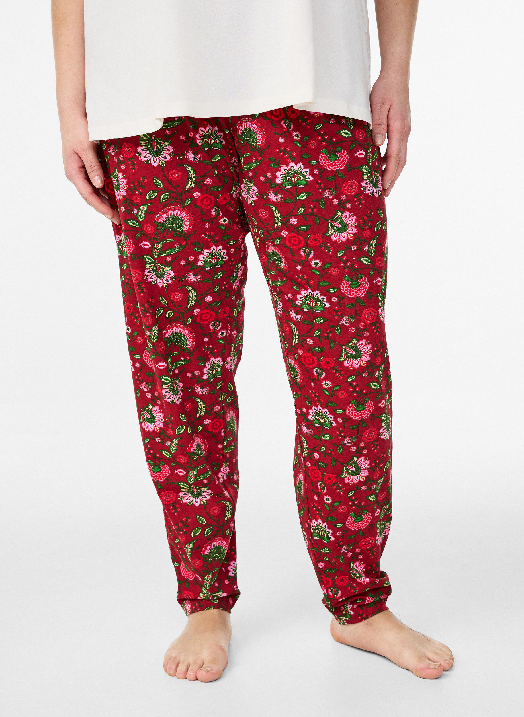 ZizzifashionCotton pyjamas pants with print, Red, Model image number 2