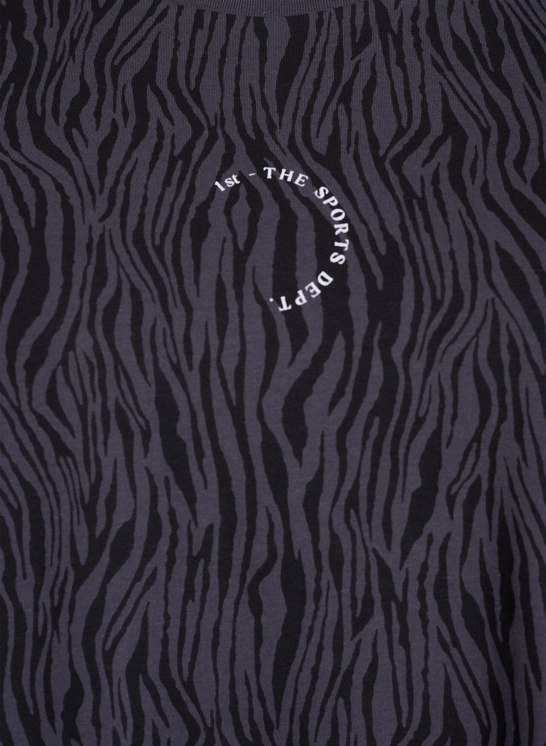 Zizzifashion Zebra print organic cotton sports tee, Dark Grey, Packshot image number 2