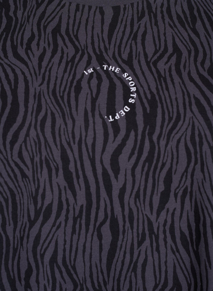 Zebra print organic cotton sports tee, Dark Grey, Packshot image number 2