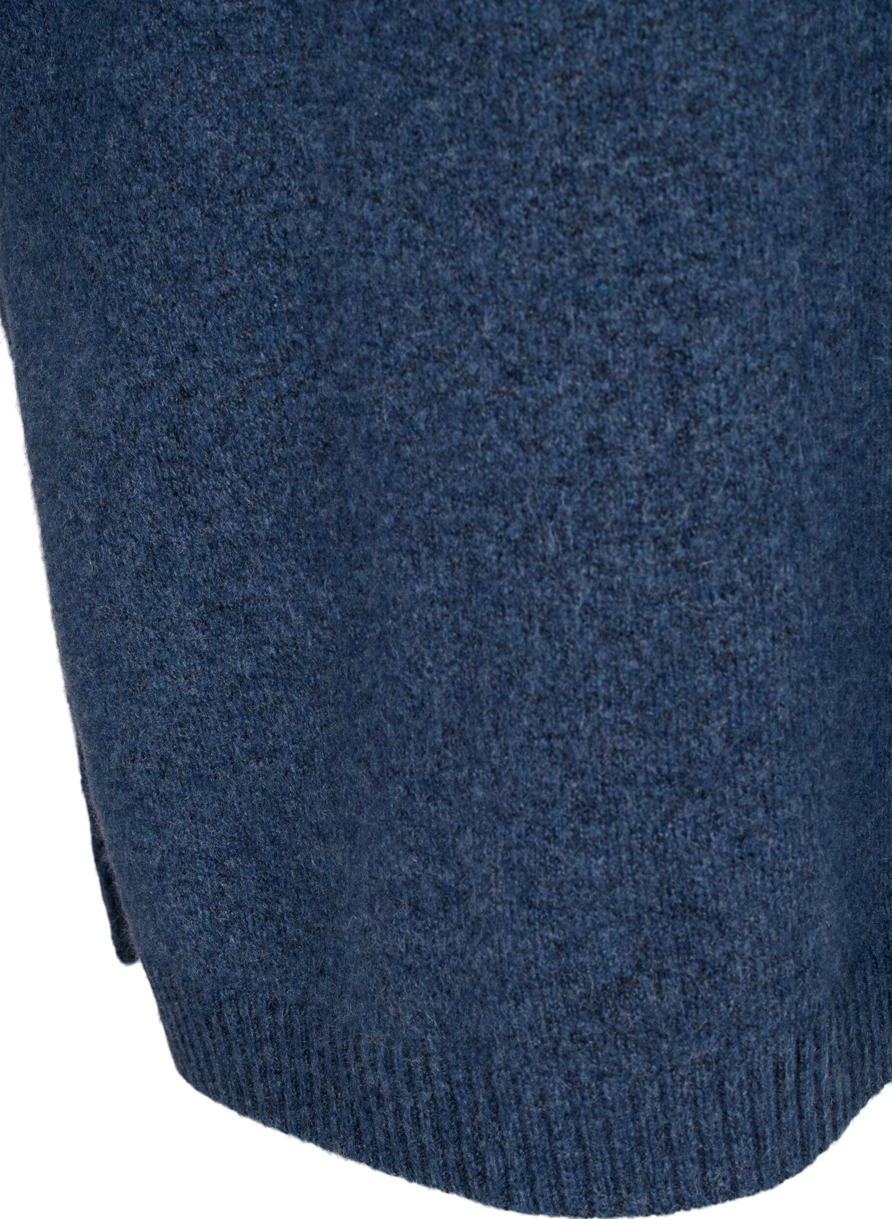 Zizzifashion Long knitted blouse with long sleeves, Bering Sea Mel., Packshot image number 3