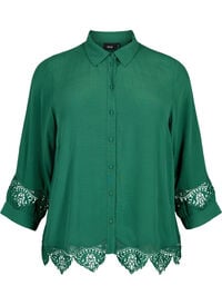 Viscose shirt with 3/4 sleeves and embroidery details