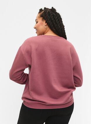Sweatshirt with ruffle and crochet detail, Rose Brown, Model image number 1