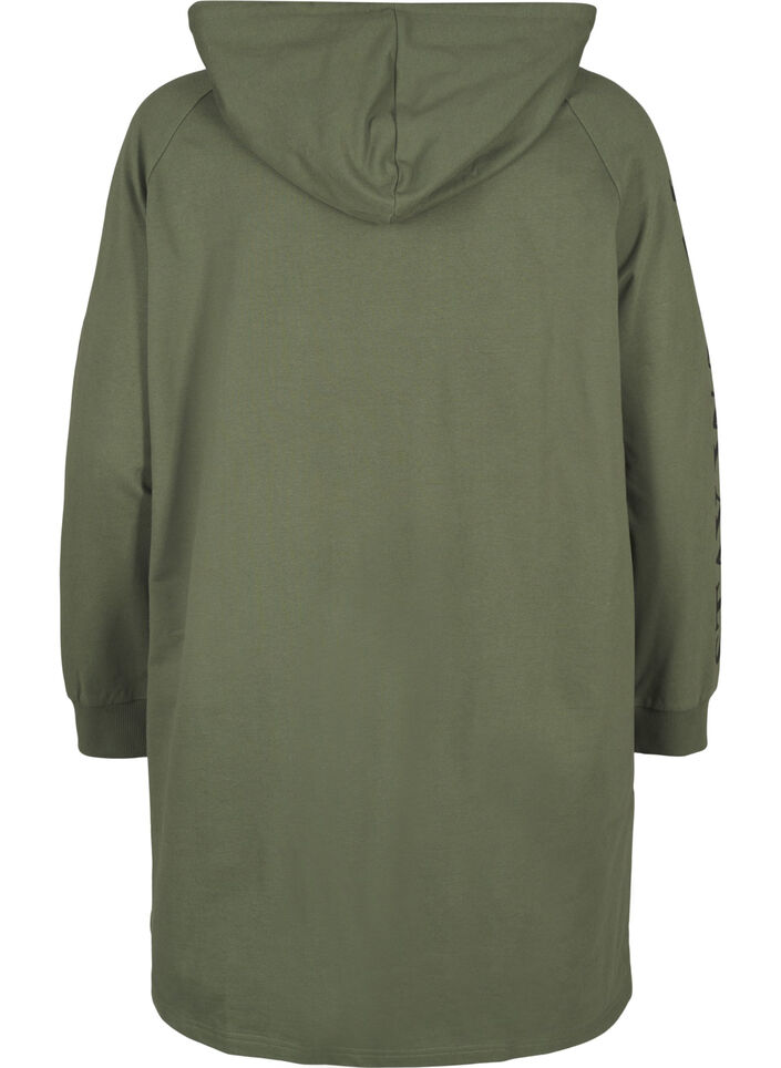 Oversize sweatshirt with print on the sleeves, Thyme w. Black, Packshot image number 1