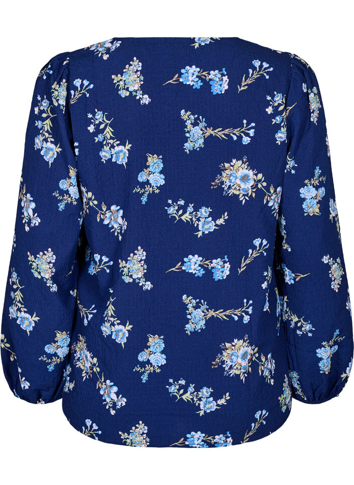 FLASH - Long-sleeved blouse with small flowers, Blue Flower, Packshot image number 1