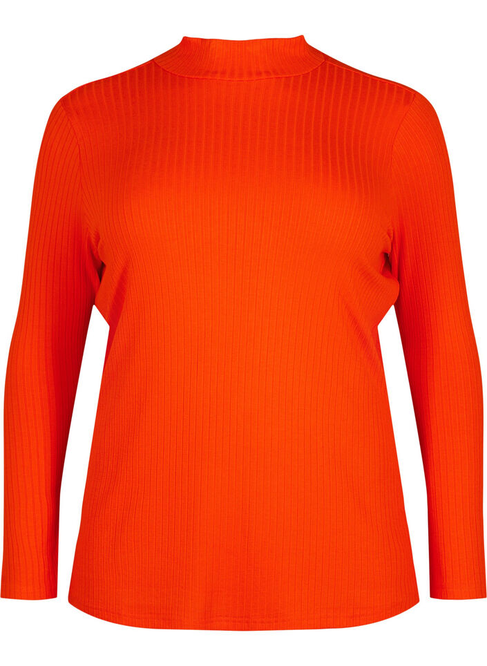 Fitted viscose blouse with high neck, Orange.com, Packshot image number 0