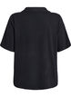 Jersey blouse with collar and short sleeves, Black, Packshot image number 1