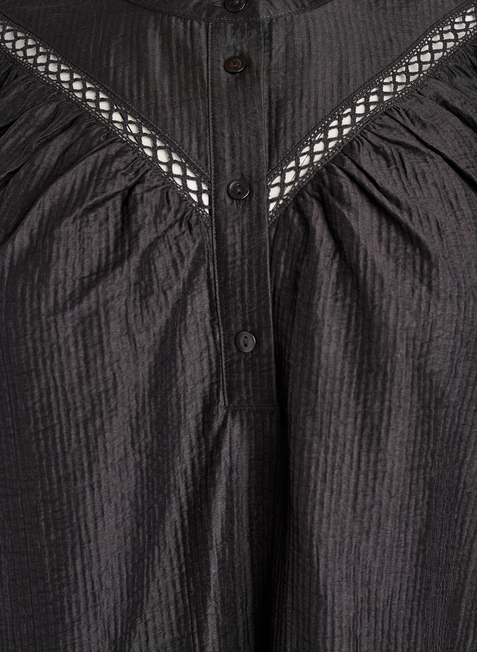 Zizzifashion Tunic with crochet trims and striped texture, Black, Packshot image number 2