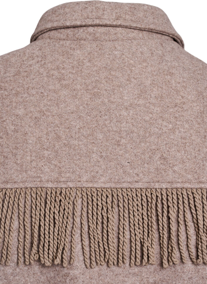 Short shirt jacket with fringes, Beige, Packshot image number 4