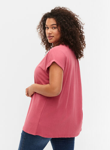 Short sleeved cotton blend t-shirt, Rasperry Pink, Model image number 1
