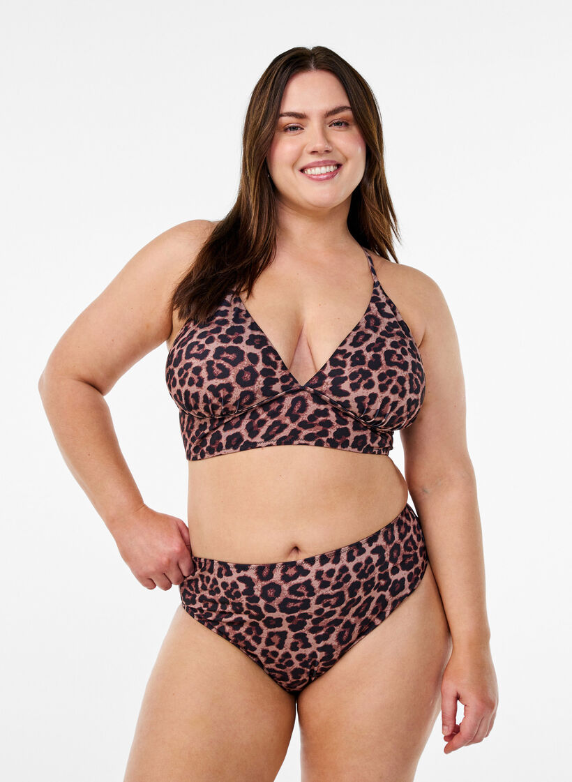 Leopard brazilian bikini bottoms, Beige, Model image number 0