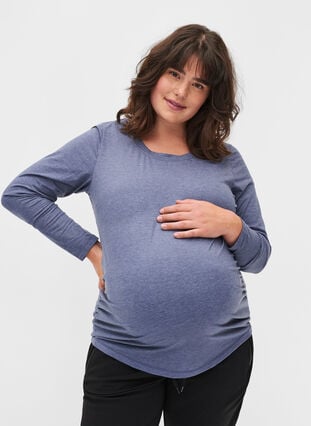 Basic maternity blouse with long sleeves, Nightshadow Blue, Model image number 0