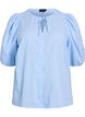 Shirt blouse with tie string and dotted texture, Light Blue, Packshot image number 0