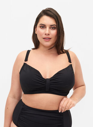 Bikini underwire bra with drapes, Black, Model image number 0