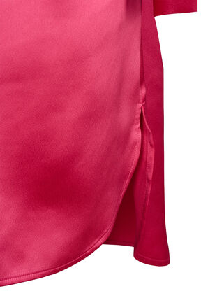 Long shiny shirt with slit, Pink Flambé, Packshot image number 3