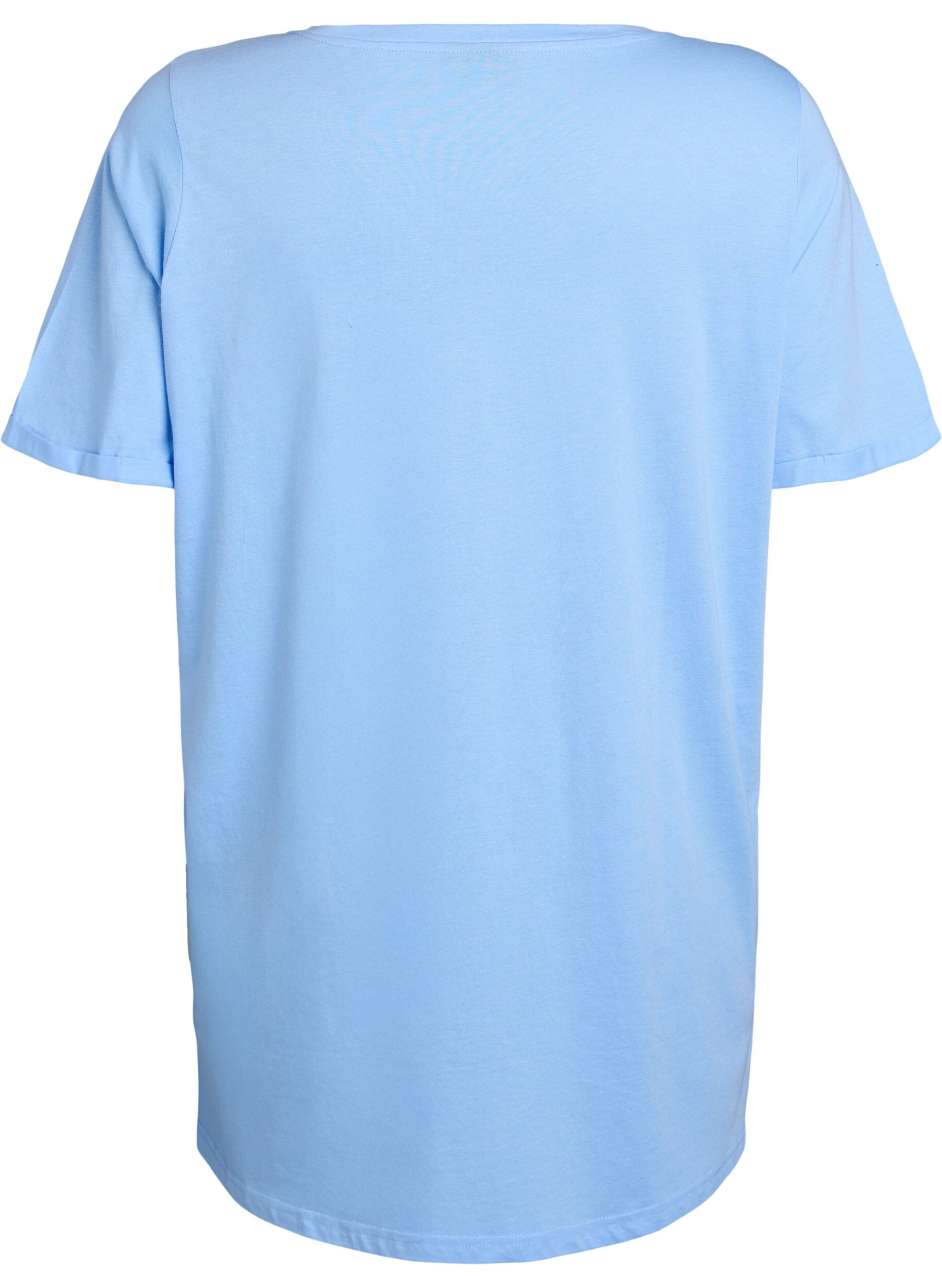 Zizzifashion Single colour oversized t-shirt with v-neck, Light Blue, Packshot image number 1
