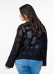 Knitted cardigan with ties and an openwork pattern, Black, Model image number 2