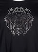 Cotton T-shirt with print, Black w. Silverlion, Packshot image number 2