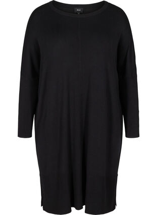 Oversized knitted dress in a viscose blend, Black, Packshot image number 0