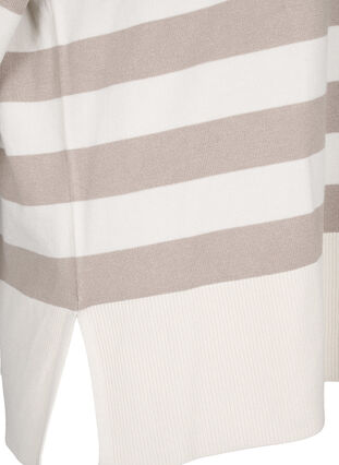Striped viscose pullover with 3/4 sleeves, Birch/Simply Taupe, Packshot image number 3