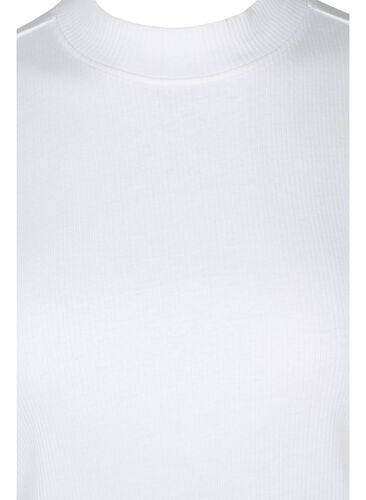 High-neck cotton blouse with half sleeves, Bright White, Packshot image number 2